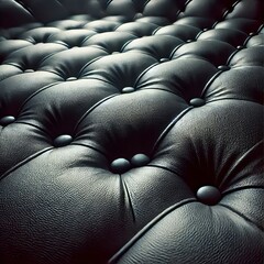 Obraz premium The image shows a close-up view of dark gray or black tufted upholstery.&nbsp; 