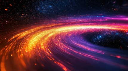 Colorful galaxy with vibrant stars and a distinct black hole in the cosmic space