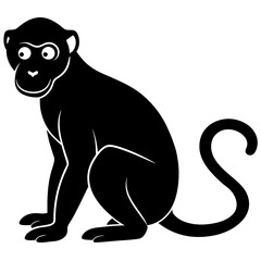 black and cartoon illustration of a monkey