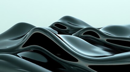 Abstract Dark Teal Fluid Sculptures Organic Forms