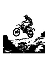 Obraz premium Flat Black Silhouette of Motocross Stunt Rider . 