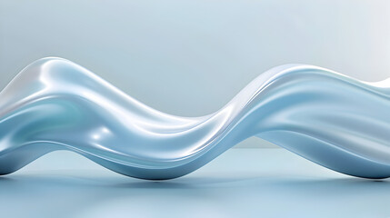 Fototapeta premium A smooth, flowing wave of blue material against a light background.