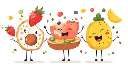 Cheerful and Tasty Breakfast Food Collection with Arms for Creative Designs