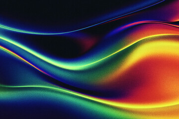 Obraz premium Abstract background displays flowing iridescent waves with a subtle noise texture for added depth