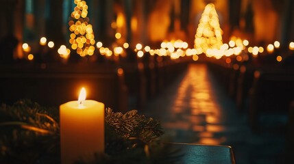 Christmas candlelight ceremony church event photography spiritual environment warm viewpoint festive concept