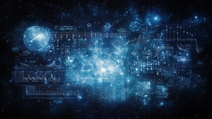 Fototapeta premium Cosmic blueprint illustrating the vastness of space and time through intricate diagrams and celestial representations