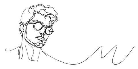 sketch of a person, Single continuous line drawing about man