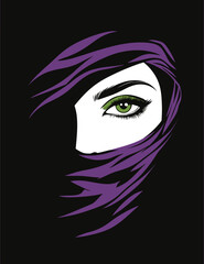 Minimalistic Style Logo of an Arabic Woman's Face