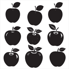 SET OF VECTOR VARIOUS APPLE SILHOUETTES