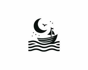 Naklejka premium Boat Logo Design Icon Symbol Vector Template