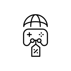 Online game store outline icons, minimalist vector illustration ,simple transparent graphic element .Isolated on white background