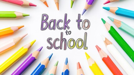 Back to School Announcement with Colorful Pencils and Festive Design: Education and Learning Concept