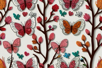 floral pattern with butterflies