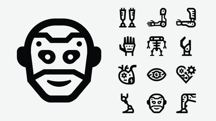 Minimalist Robot Body Parts Solid Icons