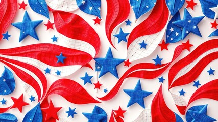 Fototapeta premium USA Independence Day Organic Starburst Patterns