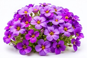 Fototapeta premium Vibrant Aubrieta Flowers Isolated on White Background - Spring Bloom Stock Photo