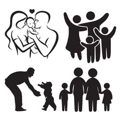 family silhouettes vector