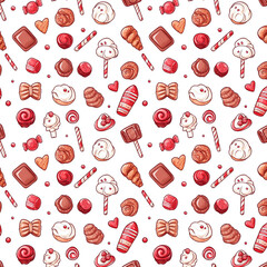 seamless pattern with sugar cakes candy