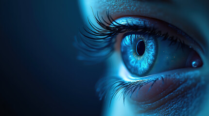 Blue eye and an abstract representation of high speed digital internet.