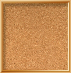 Cork board with wood frame. Empty corkboard with brown texture on transparent background. Business noticeboard. Vector