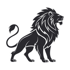 Fototapeta premium black and white Vector illustration of a lion and silhouette design