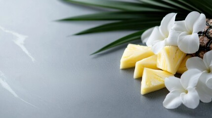 Fototapeta premium A close up of a table with a few slices of pineapple