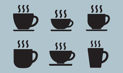 Obraz premium Coffee and tea cup set illustration illustration, tea cup, coffee - drink, tea - hot drink, icon set, coffee cup, milk, cup, drink, symbol, vector, food, icon symbol, heat - temperature, square - com