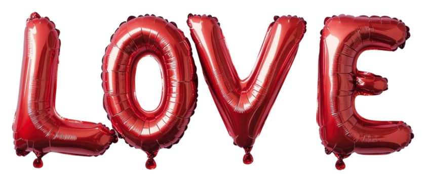 PNG Red foil balloons love pink valentine's.