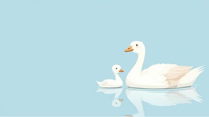 Obraz premium Happy mothers day poster. Mothers love. Mother and child art. Duck mama and baby art.