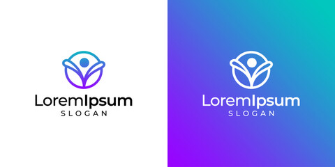 Human Icon Logo Linked Round Lines.