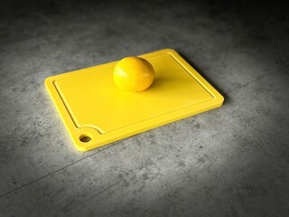 Yellow kitchen board with lemon