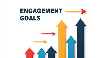 Colorful arrow graphs representing engagement goals and metrics for businesses, with a modern and clean design on a white background.