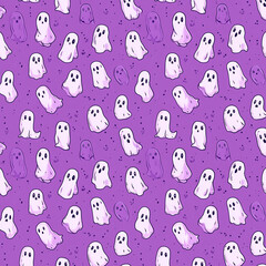 seamless pattern with cute ghost