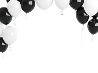 PNG Hanging black and white balloon balloons party celebration.
