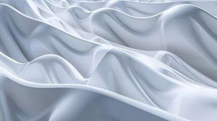 Fototapeta premium A smooth, flowing fabric texture in soft white waves creates a serene and elegant atmosphere.