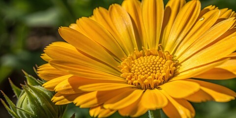 Fototapeta premium Vibrant Yellow Calendula Flower Macro Photography - Close Up Shot