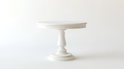 White pedestal table isolated on white background.