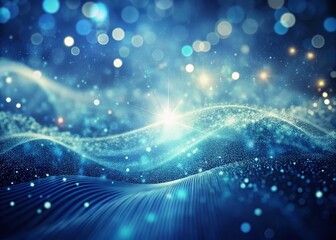 Fototapeta premium Vintage Blue Abstract Wave Background: Glowing Dots & Tech Design