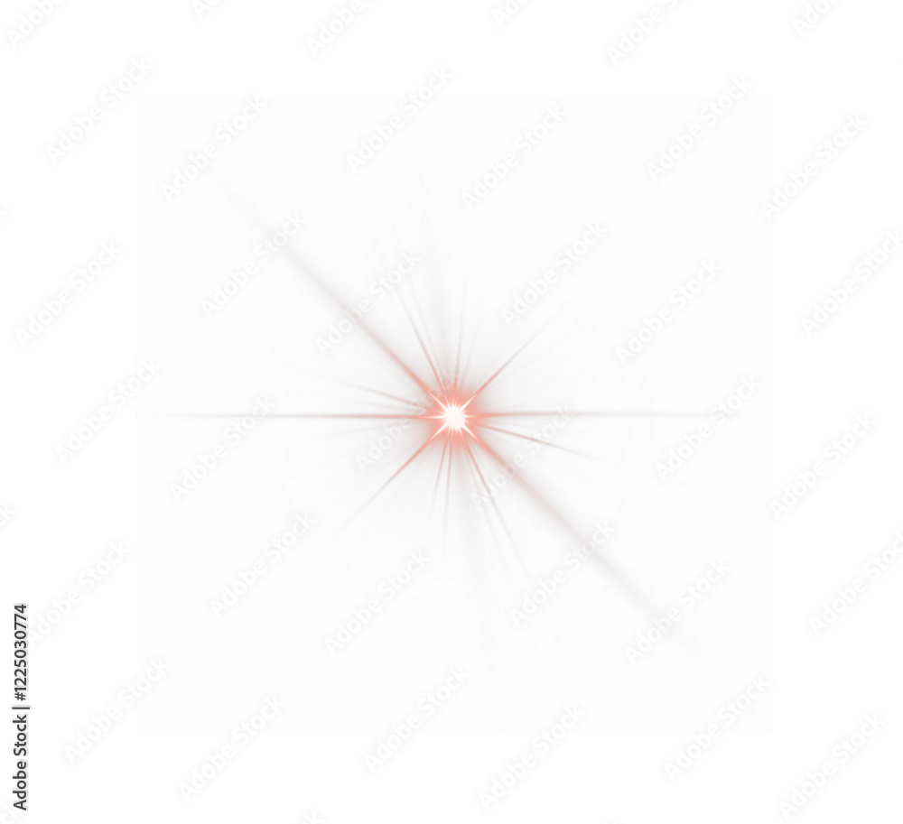 Poster adiant red glow emanating from the center with long rays, symbolizing the sun and a powerful flash. Surrounded by shimmering particles, soft gradients blend into the background, exuding warmth a