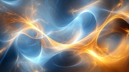 Soft glowing arcs of blue and gold light creating a harmonious abstract premium background 
