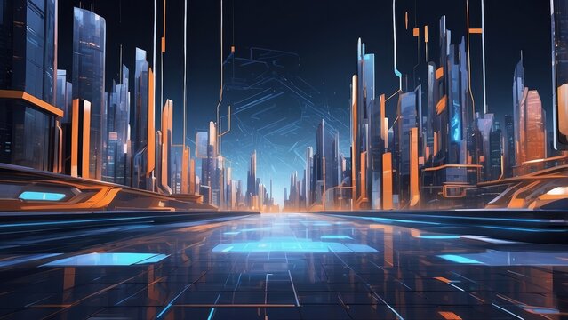 A digital illustration depicting a smart banking ecosystem.