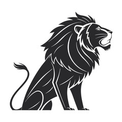 Obraz premium black and white Vector illustration of a lion and silhouette design