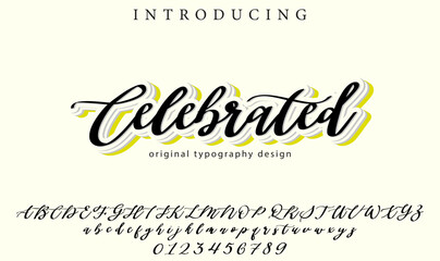 Celebrated Font Stylish brush painted an uppercase vector letters, alphabet, typeface