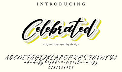 Celebrated Font Stylish brush painted an uppercase vector letters, alphabet, typeface