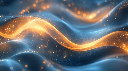 Soft glowing arcs of blue and gold light creating a harmonious abstract premium background 
