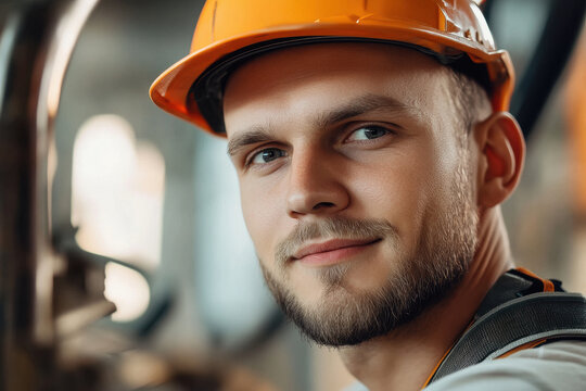 young man working at metal part production company