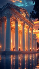 Obraz premium Ornate columns in grand neoclassical corridor high resolution image