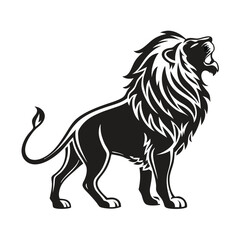 Obraz premium black and white Vector illustration of a lion and silhouette design