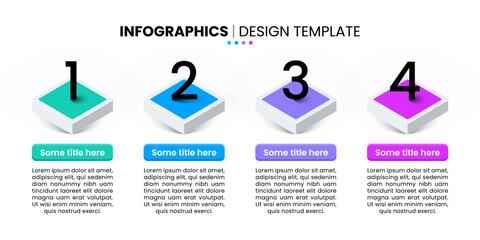 Infographic template. Isometric squares with numbers and 4 steps