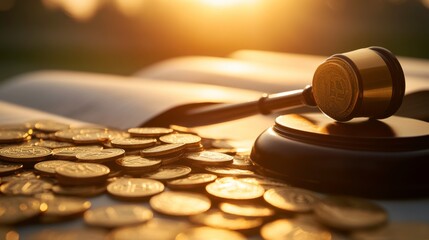 Gavel and Coins Symbolizing Justice, Wealth, and Legal Issues